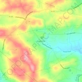 Mappa topografica Alleghenyville, altitudine, rilievo