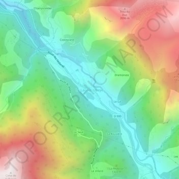 Mappa topografica Le Lauzet Ubaye, altitudine, rilievo