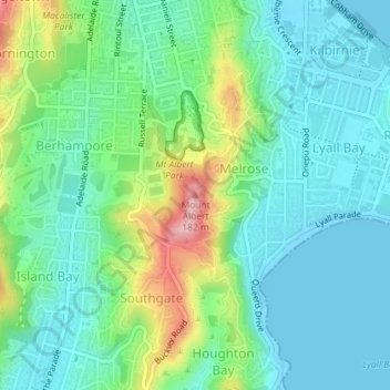Mappa topografica Mount Albert, altitudine, rilievo
