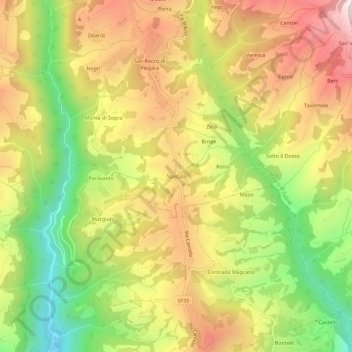 Mappa topografica Specula, altitudine, rilievo