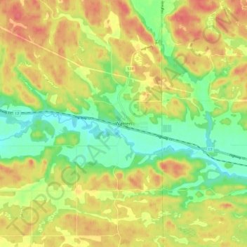 Mappa topografica Warren, altitudine, rilievo