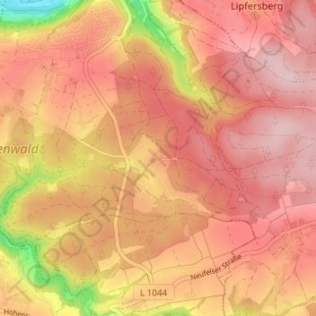 Mappa topografica Waldzimmern, altitudine, rilievo