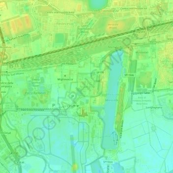 Mappa topografica Novegro, altitudine, rilievo
