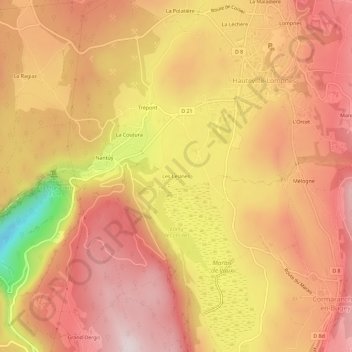 Mappa topografica Les Lésines, altitudine, rilievo