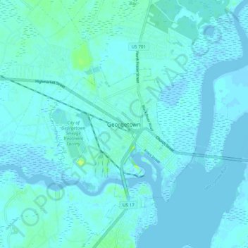 Mappa topografica Georgetown, altitudine, rilievo