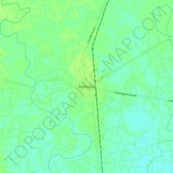 Mappa topografica Dinhata, altitudine, rilievo