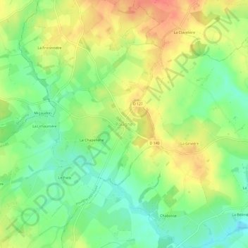 Mappa topografica Pougne, altitudine, rilievo