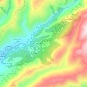 Mappa topografica Fisteus, altitudine, rilievo