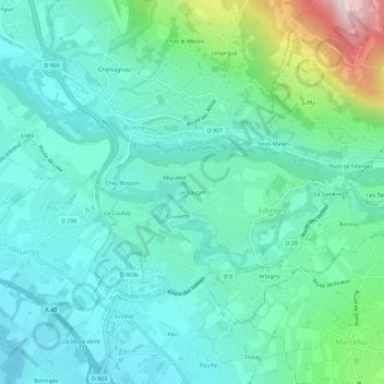 Mappa topografica Le Sauget, altitudine, rilievo