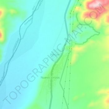 Mappa topografica Vincas, altitudine, rilievo