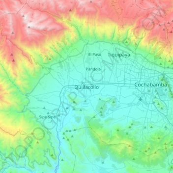 Mappa topografica Quillacollo, altitudine, rilievo