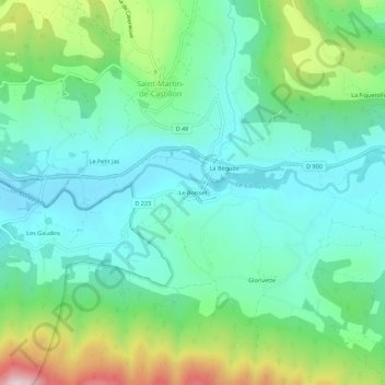 Mappa topografica Le Boisset, altitudine, rilievo