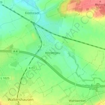 Mappa topografica Hörselgau, altitudine, rilievo