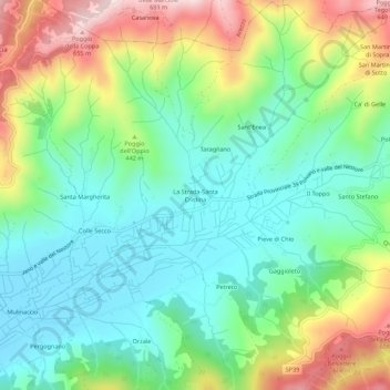 Mappa topografica La Strada-Santa Cristina, altitudine, rilievo