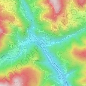 Mappa topografica Caprile, altitudine, rilievo