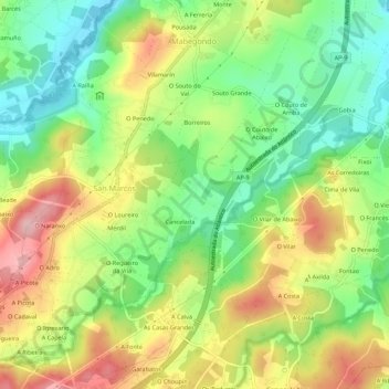 Mappa topografica Cancelada, altitudine, rilievo