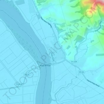 Mappa topografica Kopu, altitudine, rilievo