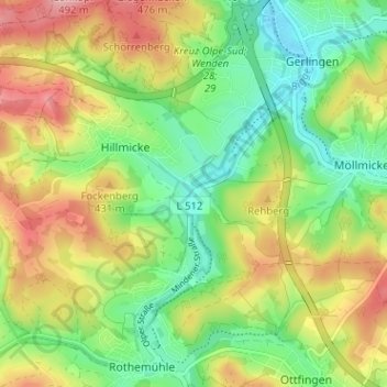 Mappa topografica Wendenerhütte, altitudine, rilievo