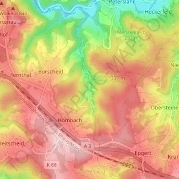 Mappa topografica Hombachsmühle, altitudine, rilievo