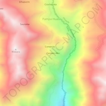 Mappa topografica Carmen Alto, altitudine, rilievo