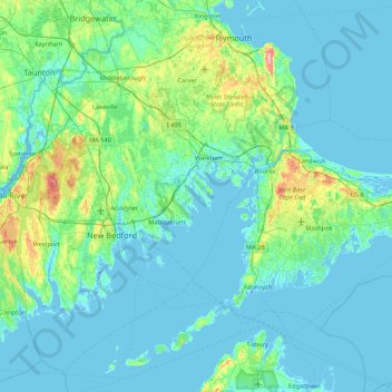 Mappa topografica Ram Island, altitudine, rilievo