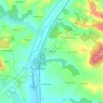 Mappa topografica Les Perrotins, altitudine, rilievo