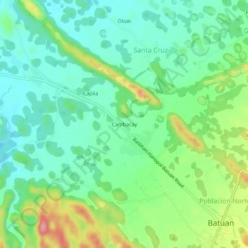 Mappa topografica Cambacay, altitudine, rilievo