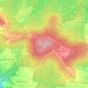 Mappa topografica Hohe Brach, altitudine, rilievo
