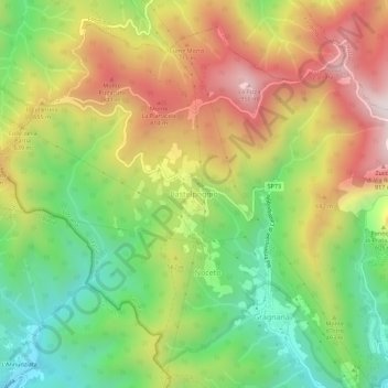 Mappa topografica Castelpoggio, altitudine, rilievo