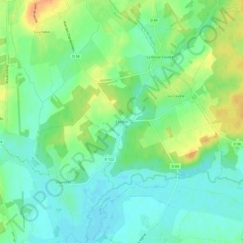 Mappa topografica Cosdon, altitudine, rilievo