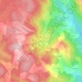 Mappa topografica Rouffiat, altitudine, rilievo