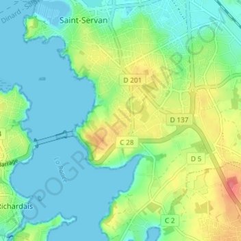 Mappa topografica La Briantais, altitudine, rilievo