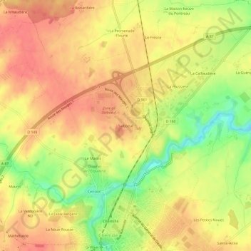 Mappa topografica Salboeuf, altitudine, rilievo