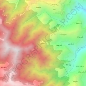 Mappa topografica Gaphar, altitudine, rilievo