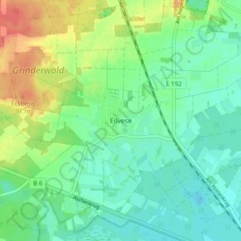 Mappa topografica Eilvese, altitudine, rilievo