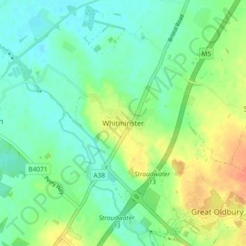Mappa topografica Whitminster, altitudine, rilievo