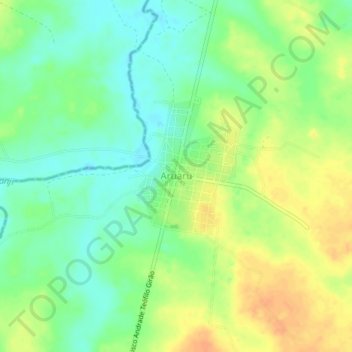 Mappa topografica Aruaru, altitudine, rilievo