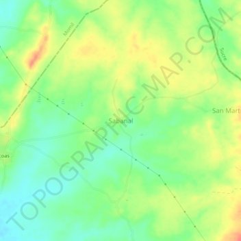 Mappa topografica Sabanal, altitudine, rilievo