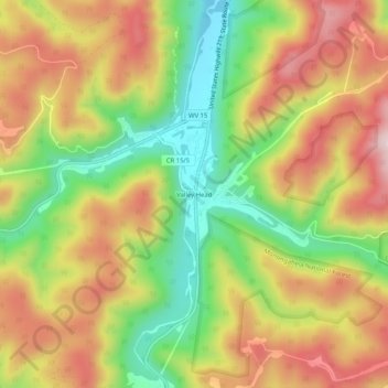 Mappa topografica Valley Head, altitudine, rilievo