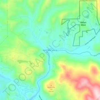 Mappa topografica Mark West Springs, altitudine, rilievo