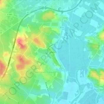 Mappa topografica Castanie, altitudine, rilievo