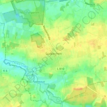 Mappa topografica Südkirchen, altitudine, rilievo