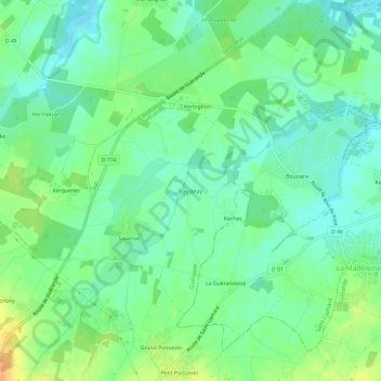 Mappa topografica Bouzeray, altitudine, rilievo