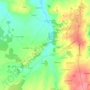 Mappa topografica Neuville, altitudine, rilievo
