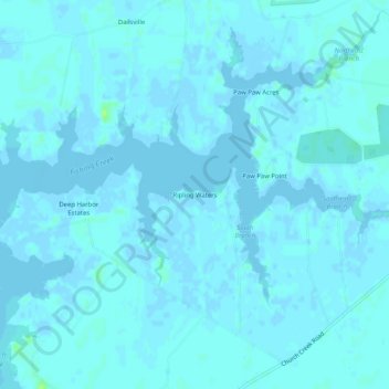 Mappa topografica Ripling Waters, altitudine, rilievo