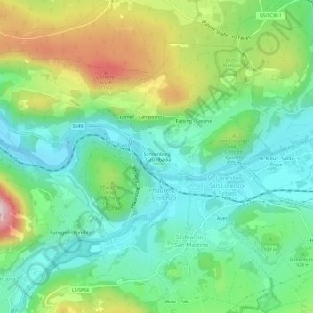 Mappa topografica Sonnenburg, altitudine, rilievo