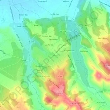 Mappa topografica Lalio, altitudine, rilievo
