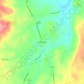 Mappa topografica Pleasant Valley, altitudine, rilievo