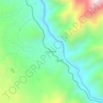 Mappa topografica Burnt Ranch, altitudine, rilievo