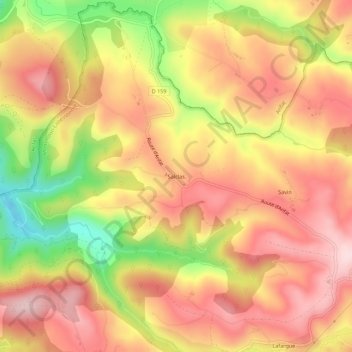 Mappa topografica Salclas, altitudine, rilievo